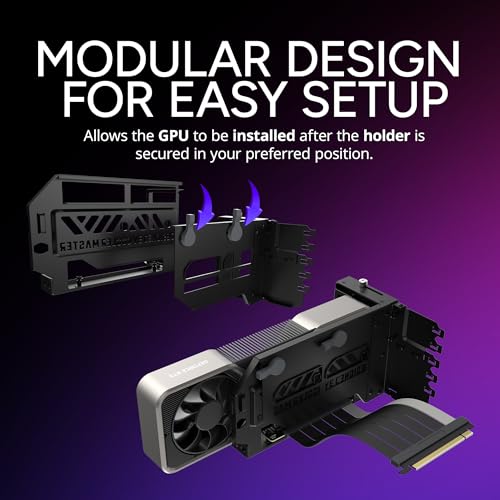 Cooler Master MasterAccessory Vertical GPU Card Holder Kit V3 Black, Premium Riser Cable PCI-E 4.0 x16-165mm, PCIe 3.0 Compatible, Adjustable Length for E-ATX|ATX|Micro ATX Case (MCA-U000R-KFVK03)