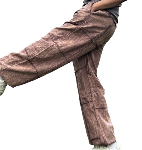 Unisex Patchwork Yoga Pants – Baggy Boho Trousers with Stonewashed Cotton, Handmade in Nepal3