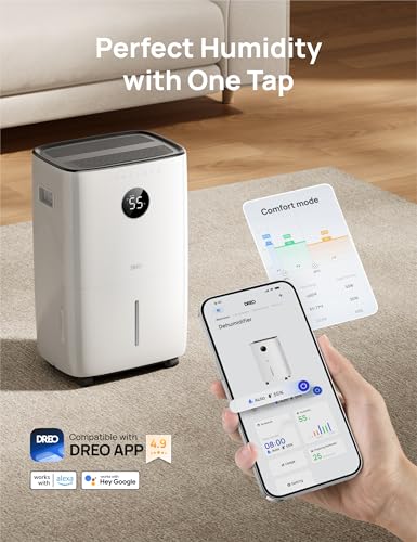 Image of DREO 110-Pint Smart Dehumidifier for Basement, 4500 Ft for Large Room, 2 Gallon Water Tank, Auto /Comfort /Constant Mode Dehumidifiers for Home, Bedroom, Bathroom, with Drain Hose, Black, 711S