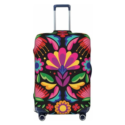 VOSERY Travel Luggage Cover - Colorful Floral Embroidery Mexican Washable Suitcase Covers Protector Fits 18-32 Inch Luggage