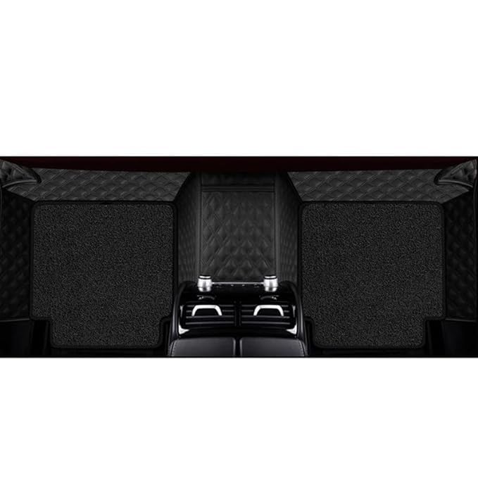 Image of NEXTA 7D Premium Faux Leather Custom Fitted Car Floor Mats for MG Majestor - 7 Seater (All 3 Rows) II Double Stitching II 7 Layer Protection II 100% Waterproof & Washable - (Full Black)