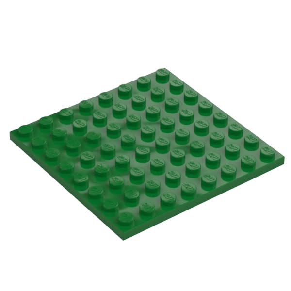 LEGO Building Plate, 8 x 8 Studs, Part 41539 (Green, 5, count)
