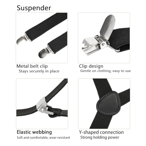 Kids Necktie Bowtie Suspender Set for Boys Girls Pre-tied Adjustable Accessory Sets for Wedding School Uniforms3