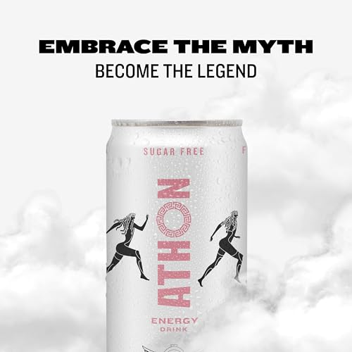 ATHON Natural Energy Drink: Athena Strawberry Lavender | Zero Calories | Naturally Sweetened | L-Theanine and B-Vitamins | 200mg Caffeine | 12 fl oz Cans (12 pack)