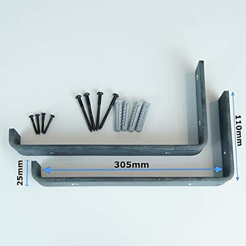 Heavy Duty Shelf Brackets Rustic Scaffold Board Shelving Industrial Iron/Steel Metal (Pair) by BMF Direct® (305mm 12" - Up) Cover