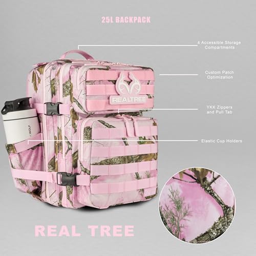 Image of WOLFpak 25L Athletic Gym Backpack (Realtree APX Flushing Pink) Durable 1000D Waterproof Oxford Material w /MOLLE Webbing, Laptop Pocket & Dual Cup Holders, Durable Fitness /Travel /Military Daypack