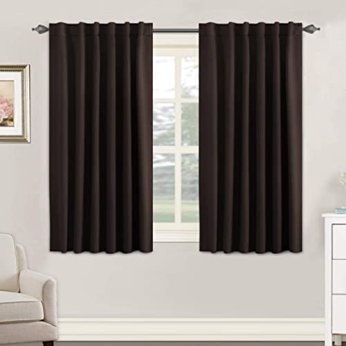 Image of H.VERSAILTEX Blackout Curtains Thermal Insulated Window Treatment Panels Room Darkening Blackout Drapes for Living Room Back Tab /Rod Pocket Bedroom Draperies, 52 x 54 Inch, Chocolate Brown, 2 Panels