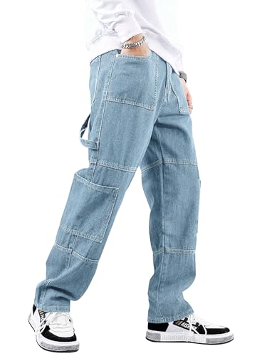 Image of Noble Monk Loose Fit Men's Flip Pocket Jean || Mens Stylish Loose Fit Denim Cargo || Multi-Pocket Styling Pant|| Men Jeans || Jeans for Men