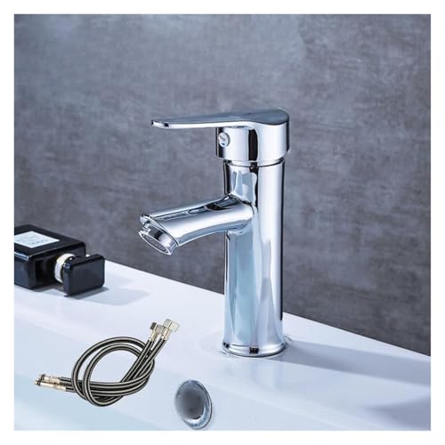 Robinet lave-main eau chaude et froide mitigeur chromé col court mono-trou