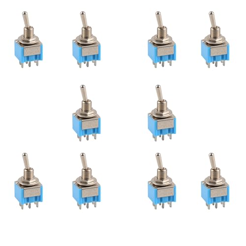 HeyNana 10 interrupteurs à levier 6 broches 3 positions ON-OFF-ON DPDT interrupteur de verrouillage pour une gamme d'applications de montage sur panneau....