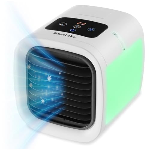 INCLUSO CAVO USB E IMBUTO – Il ventilatore refrigerante è dotato di un comodo cavo USB e di un imbuto per facilitare il riempimento del serbatoio. Compatto e versatile, è ideale per l'uso in ufficio, a casa o in viaggio, o come condizionatore roulotte, condizionatore auto e ventilatore ad acqua.