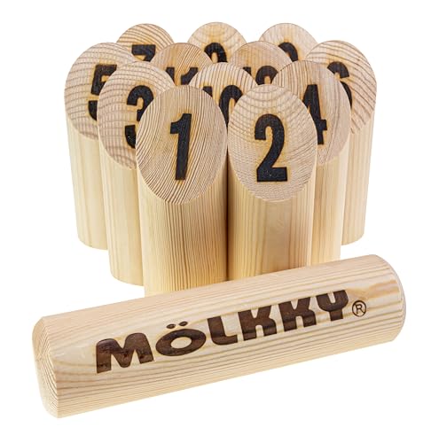 Tactic Mölkky® GO – Jeu de quilles finlandais en Bois – Version compacte à emporter – Jeu d’adresse extérieur – Dès 6 Ans