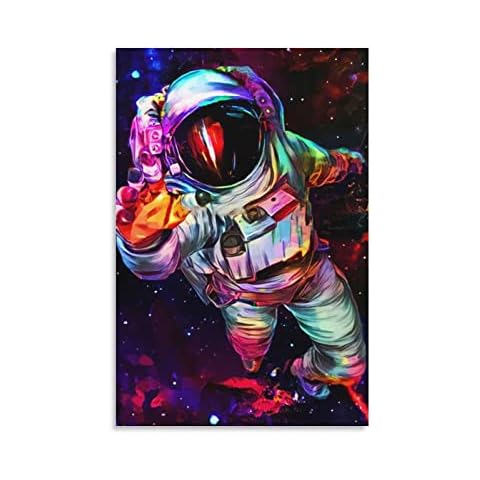 Galactic Astronaut Abstract Space Poster Print Photo Art Painting Canvas Poster Home Decorative Bedroom Modern Decor Posters Gifts 24x36inch(60x90cm) Cover