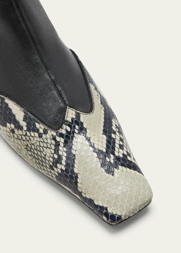 Women's Ankle Boots kitten Block Heel Short Boots Square Toe Splicing Leather Chelsea Dress Booties with Zipper2