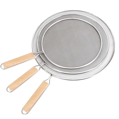 Dadabig Coperchio Antischizzo 3 Pezzi, Paraspruzzi in Acciaio Inox 304 con Manico 21cm 25cm 29cm Paraschizzi da Cucina, Lavabile in Lavastoviglie
