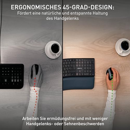 CHERRY MW 4500, Ergonomische Vertikale Maus für Rechtshänder, Schwarz – Ansicht 4