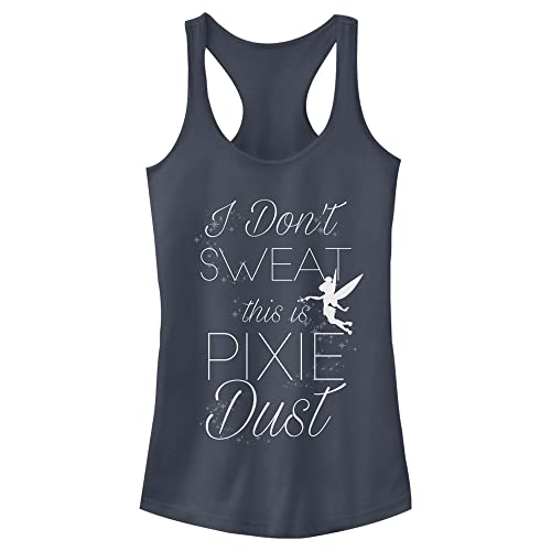 Disney Womens Tinker Bell Not Sweat Slim Fit, Scoop Hem Racerback Tank T-Shirt, Indigo, X-Large US