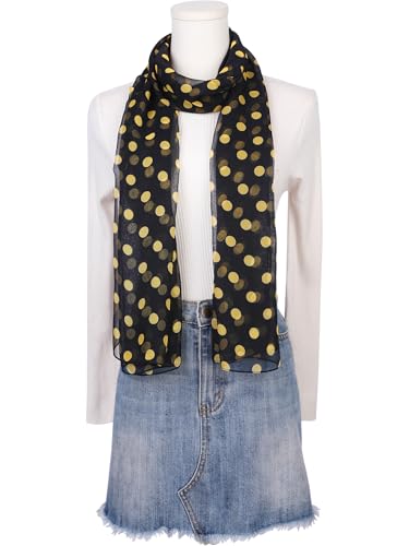 Women's 1950s Polka Dots Chiffon Scarf, Retro Lightweight Soft Sheer Long Head Wrap Shawl Scarves for All Season2
