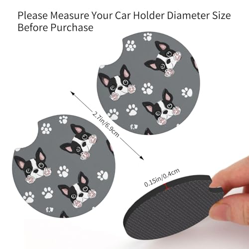 2 Piezas Portavasos para Carro con Diseño Boston Terrier miniatura 4