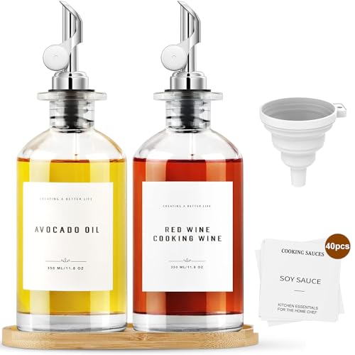 Opiniones y reviews de Aceiteras y recipientes para aliños - los más vendidos. 44 2 Pcs Botellas Dispensador de Aceite de Oliva Vidrio, recipiente para aceite de cocina juego de 46 Piezas, dispensador de jarabe de café, aceitera con embudos, etiquetas y...