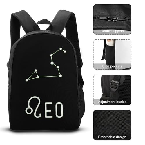 Leo Constellation Classic Backpack Lunch Bag Pencil Case 3 Piece Set Travel Daypack3