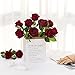Hawesome 12PCS Artificial Flowers Fake Roses, Realistic Velvet Long Stem Red Roses Bouquet for Wedding Centerpiece Home Decor Party & Valentines (Wine)