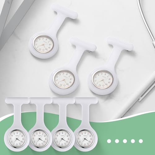 Image of Kenning 15 Pack Clip on Nurse Watches for Women Men, Silicone Lapel Pin Pocket Fob Stethoscope Watch with Second Hand for Employee Appreciation CNA Week Doctor Nurse Student Graduation Gift