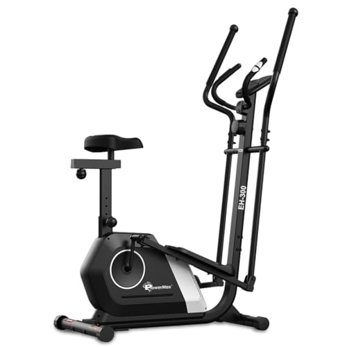 Image of PowerMax Fitness EH-300 Elliptical Cross Trainer for Home Use | 110KG Max User | 6KG Flywheel | 14-Level Magnetic Resistance | Adjustable Seat, LCD Display | Quiet Belt Drive for Full Body Pro Workout