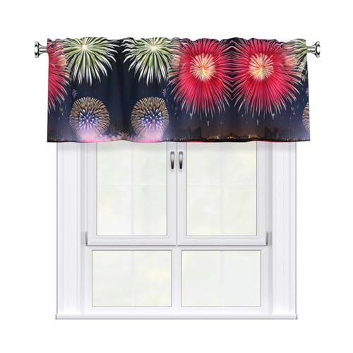 GGsdaf Splendid - Cortinas estampadas de fuegos artificiales, 137 x 45,7 cm, para ventanas de cocina y balcón