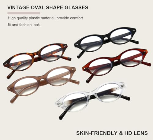 Image of Gleyemor Fashion Oval Blue Light Glasses for Women Men, Vintage Mens Clear Glasses Womens Computer Glasses (Tortoise)