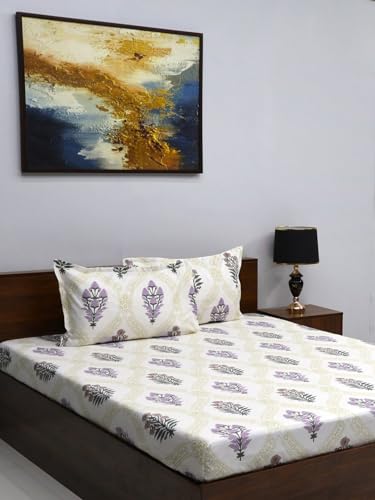 Image of Bombay Dyeing Mimosa 164 TC Microfiber Purple Double Size Bedsheet with 2 Pillow Covers