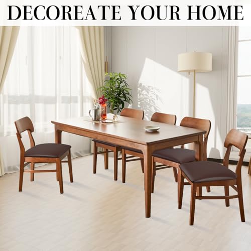 Image of Pu Leather Dining Chair Seat Covers Set of 8, Waterproof Kitchen Chair Covers Stretch Chair Cover for Kitchen /Dining Room /Hotel, Tasteless seat Covers for Chairs (Brown - 8 PCS)