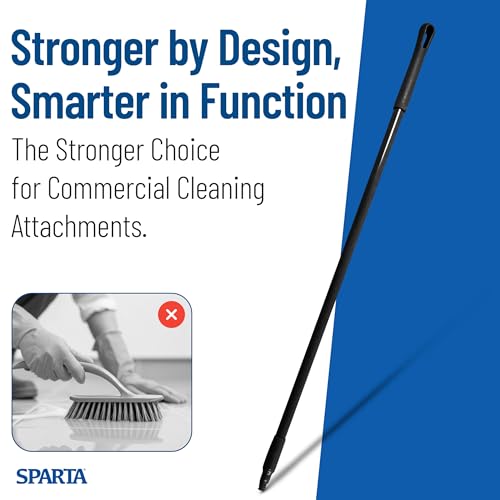 Image of SPARTA 48 inch Fiberglass Replacement Handle with 3 /4 inch Acme Thread Tip, Polyester Veil Reinforced, Hanging Cap, Commercial Cleaning, Black (Pack of 12)