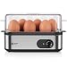 Balter Rapid Egg Cooker, 6 Egg Capacity Stainless Steel Boiler Egg Maker for Soft, Medium, Hard Boiled Eggs, Poached with Auto Shut-Off & Buzzer, Includes Omelet Bowl & Measuring Cup, BPA Free