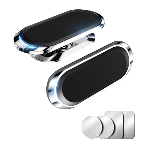 Qianyou 2 Piezas Soporte Movil Coche, Soporte Magnético Ajustable para Teléfono de Automóvil de 360°, Soporte Teléfono Magnético Universal de Automóvil para Teléfonos Inteligentes, Plata + Plata