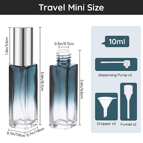 Segbeauty 10pcs Perfume Travel Refillable, 10ML Glass Spray Bottles Perfume Atomizer, Mini Travel Size Dispenser Bottle Set Atomizer Sprayer for Perfume Toiletries Cosmetic Container Spray Bottle