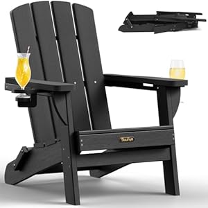 SUUNYN Folding Adirondack Chair, HDPE All-Weather ...