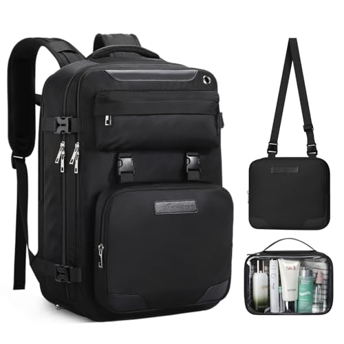 Image of Maelstrom Travel Backpack for Women Men,30L Laptop Backpack Fits 17-Inch Laptop,Carry On Backpack for Airplanes with Crossbody Bag&Shoe Compartment&Toiletry Bag (Black With Toiletry Bag, Large)