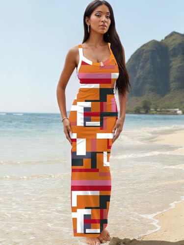 Image of Nimsruc Women Summer Long Dress Casual Slip Sexy Slim Sleeveless Bodycon Maxi Dresses for Women 2024