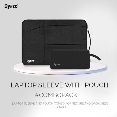Image of Dyazo 15-15.6 Inch Laptop Sleeve Case | Water Resistant Cover with Charger Pouch & Three Front Pockets | Compatible for Dell, HP, MacBook, Lenovo, Acer, Asus & All Other Notebooks (Black)