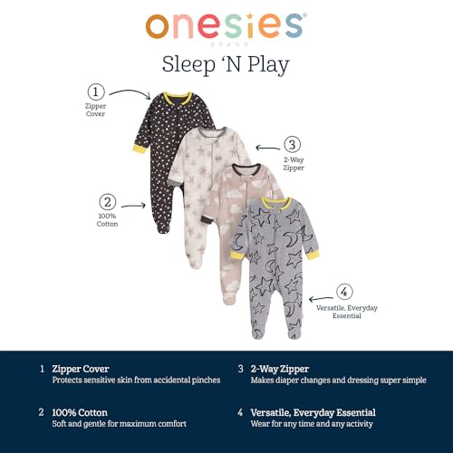 Image of ONESIES Brand Baby Boys Sleepers 4-Pack Footies and Toddler Set