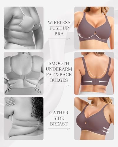 Image of Smooth V Jelly Bras for Women No Underwire Seamless Plunge Bralettes T Shirt Sleep Everyday Bra with Bra Extender