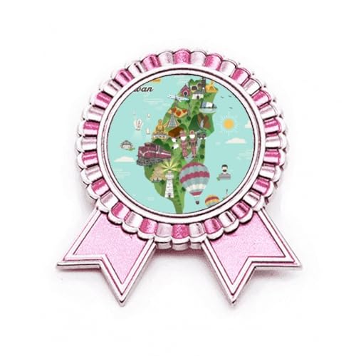 Badge de voyage en Chine carte de Taiwan rose en métal finition M