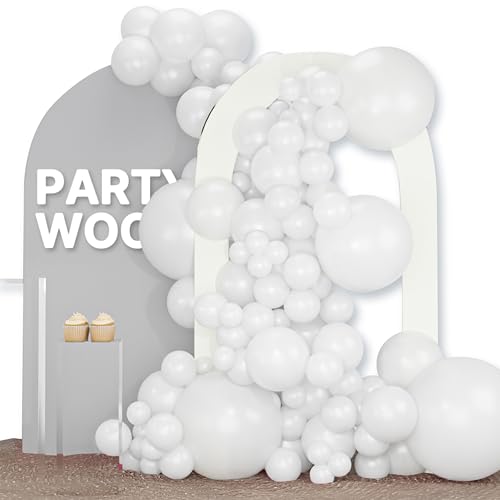 Image of PartyWoo White Balloons 120pcs Matte White Latex Balloons Different Sizes | 18 12 10 5 Inch for Wedding Bridal Graduation Baby Shower Birthday Bridal Shower Gender Reveal Party Decorations White-Y13