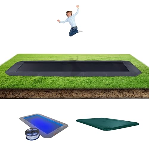 12'x18' Avyna Inground Rectangle Trampoline Bundle - Includes Trampoline, LED
