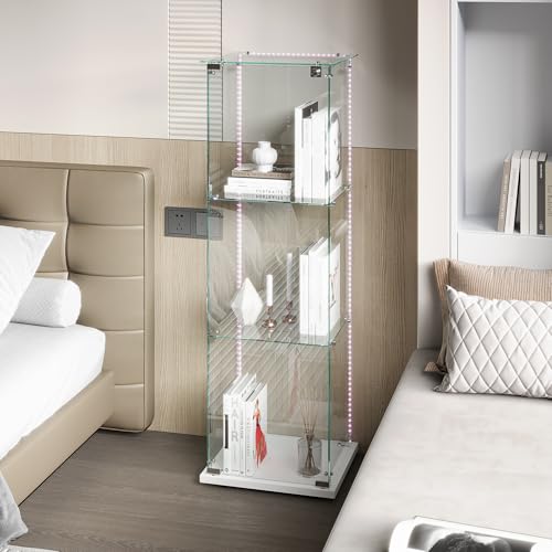 Quiaviank Vitrina de cristal con 3 estantes...