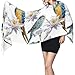 EOQIFJM Realistic Looking Birds On Branches Budgie And Macaw Tropical Wildlife Winter Scarf - Extra Long 71 Inch Cashmere Soft Fringe Scarf, Lightweight And Warm, Suitable For All Seasons