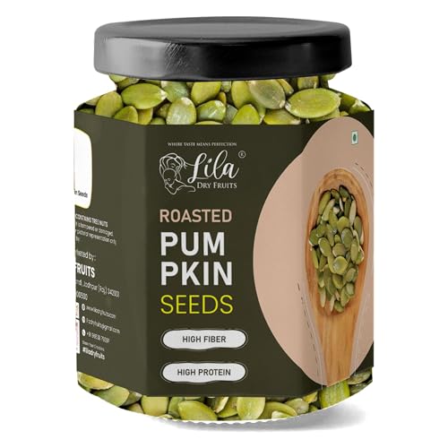 Image of LILA DRY FRUITS Roasted Pumpkin Seeds 100 Grams | Crunchy Healthy Snack Protein Rich Seeds for Daily Nutrition | Premium Pumpkin Seeds for Snacking & Cooking Perfect for Gifting
