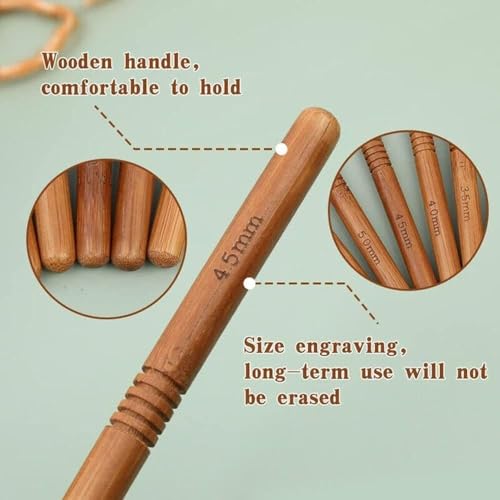 Image of VIRADHAM Crochet Kit for Beginners, Complete Crochet Hook Set with Ergonomic Wooden Hooks, Yarn, Stitch Markers, Needles, Scissors & Storage Bag (Wood Gold Crochet Yarn Pouch kit)