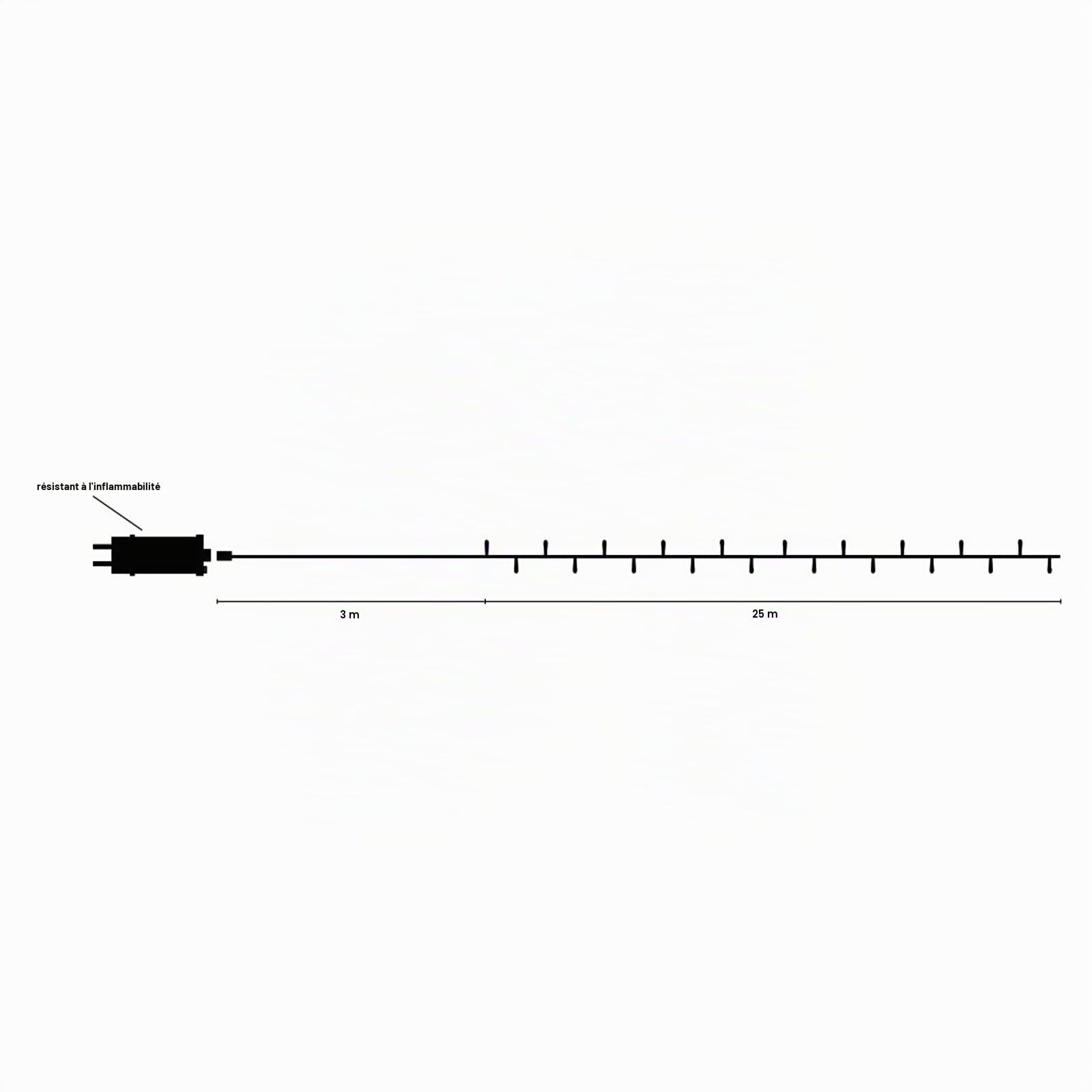 Luccika Guirlande LED Intérieur/Extérieur, 8 Modes d'Éclairage, Contrôleur 31V avec Mémoire, IP44 Étanche, Câble Vert, pour Noël, Fêtes et Décorations (Bleu, 25M 500LED)
